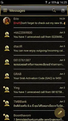 SMS Messages Frame Gold Theme android App screenshot 4